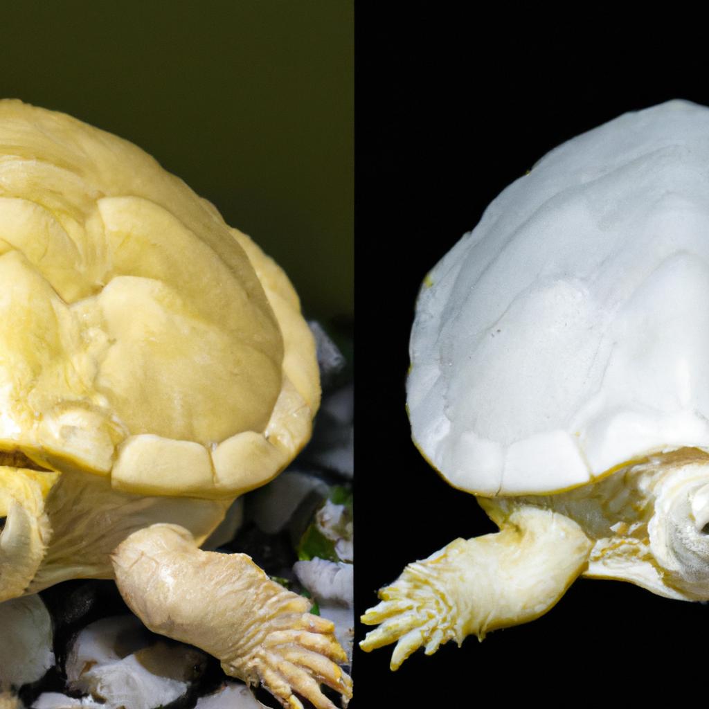Albino turtles lack melanin, which gives them their distinct white or yellow coloration.