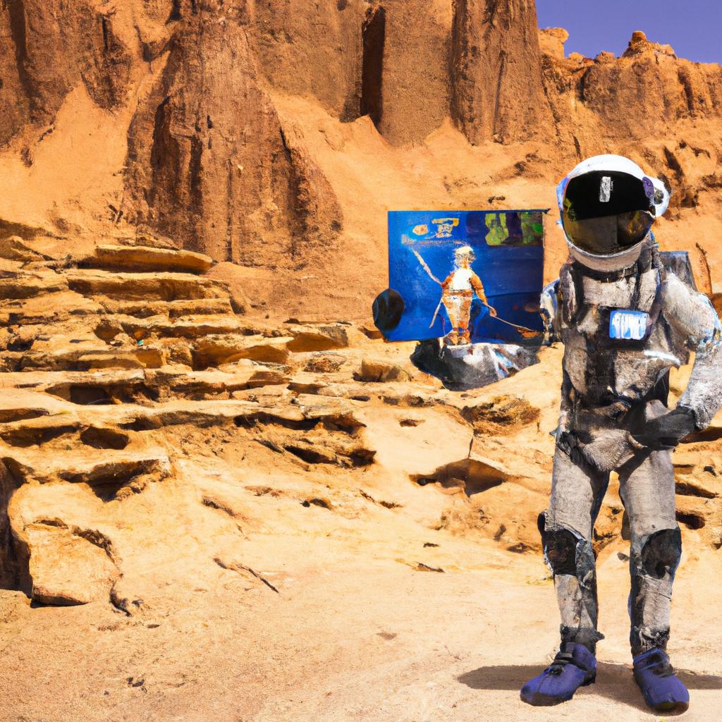 An astronaut pays homage to Galaxy Quest in Goblin Valley