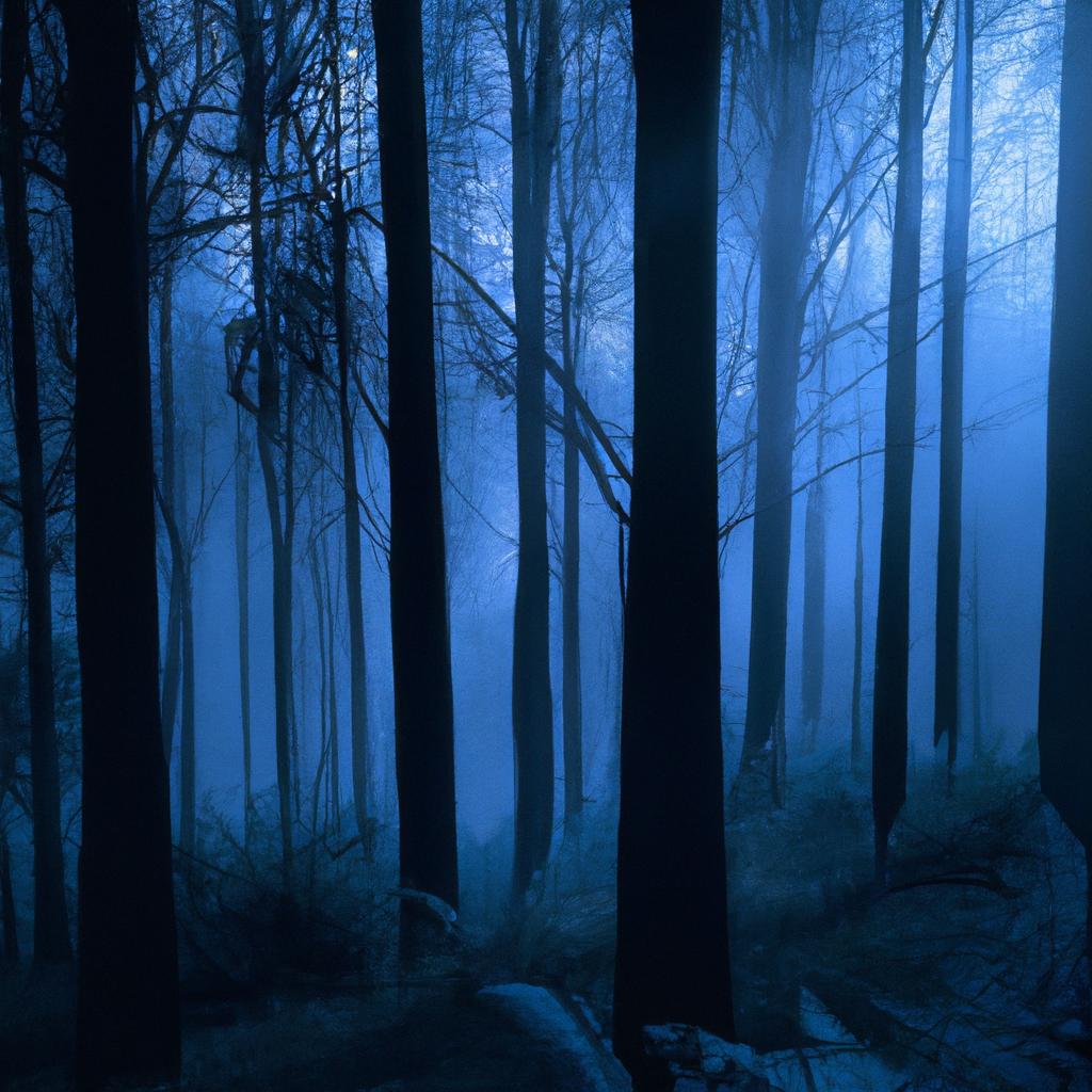 Belgium's blue forest at dusk