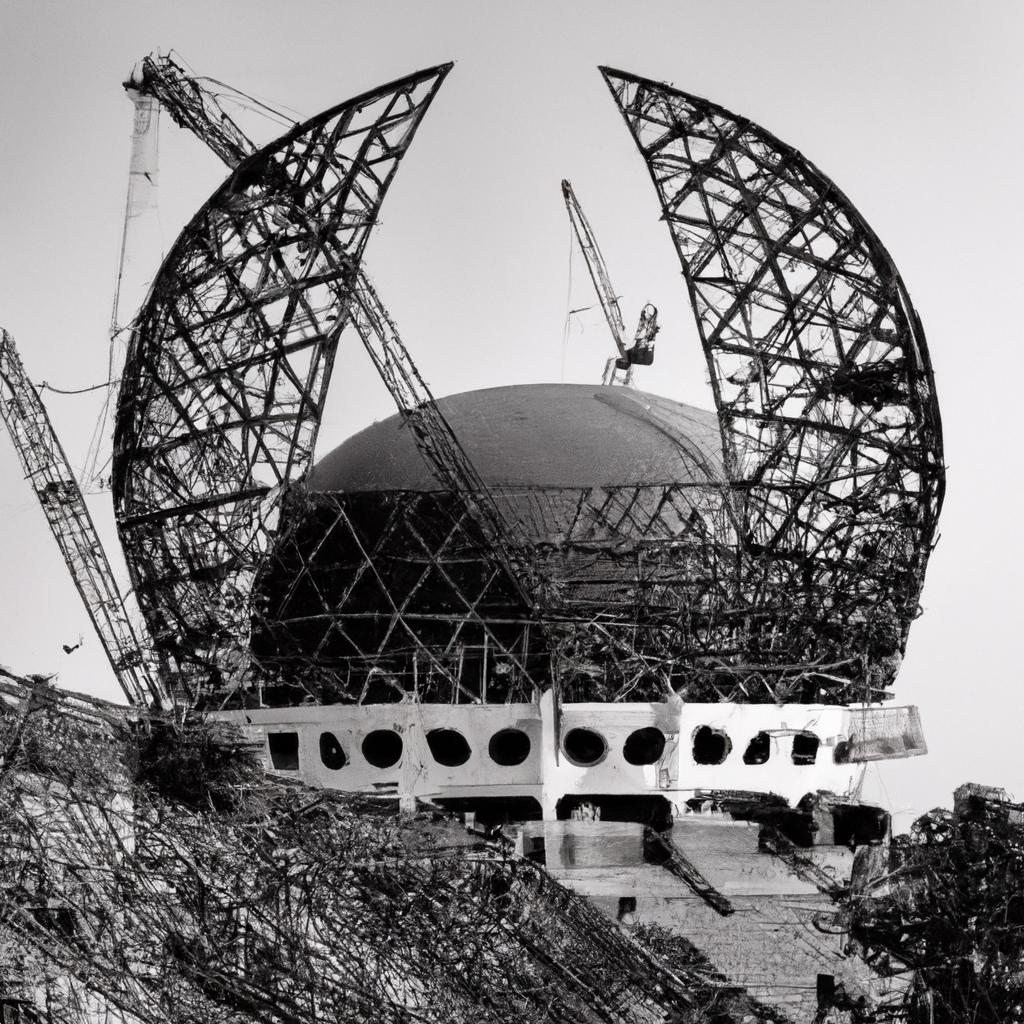 A rare photo of the Chemosphere house during construction