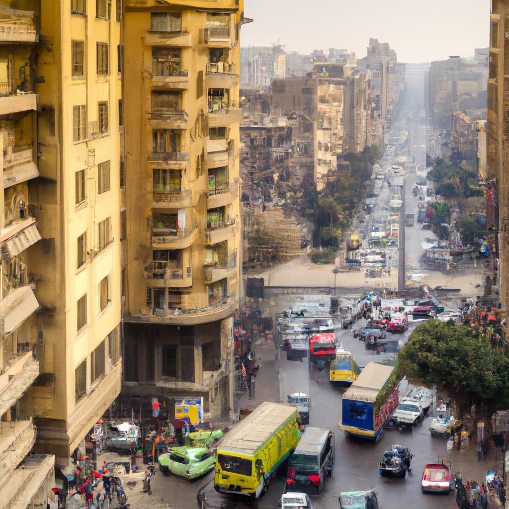Bustling street in Cairo