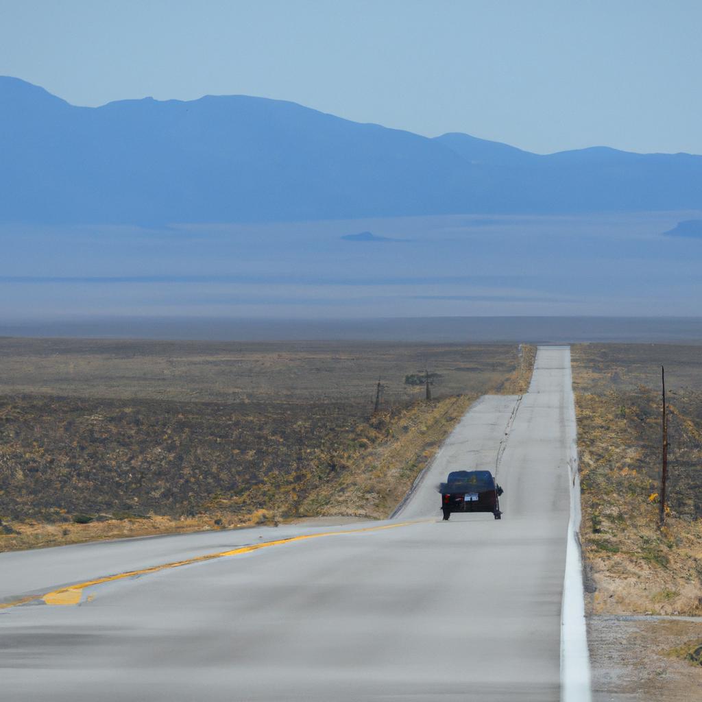 Driving through the empty and remote Nevada Highway 50