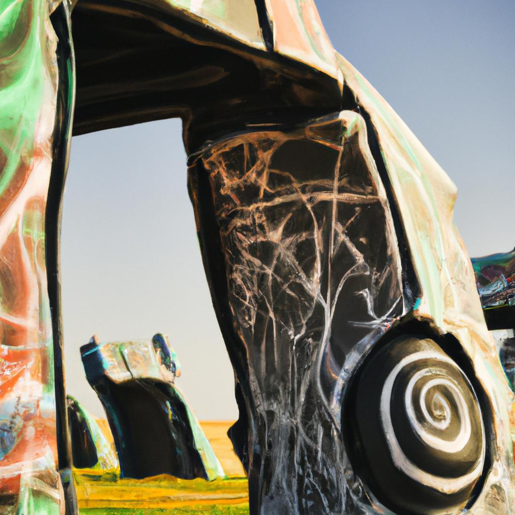 Each car in the Carhenge Nebraska installation has its own unique character and history.