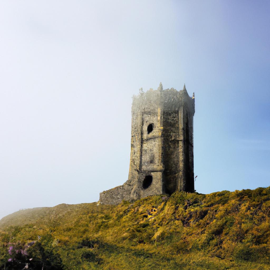 The mysterious and hauntingly beautiful O'Brien's Tower on Cliffs of Moher shrouded in the fog.