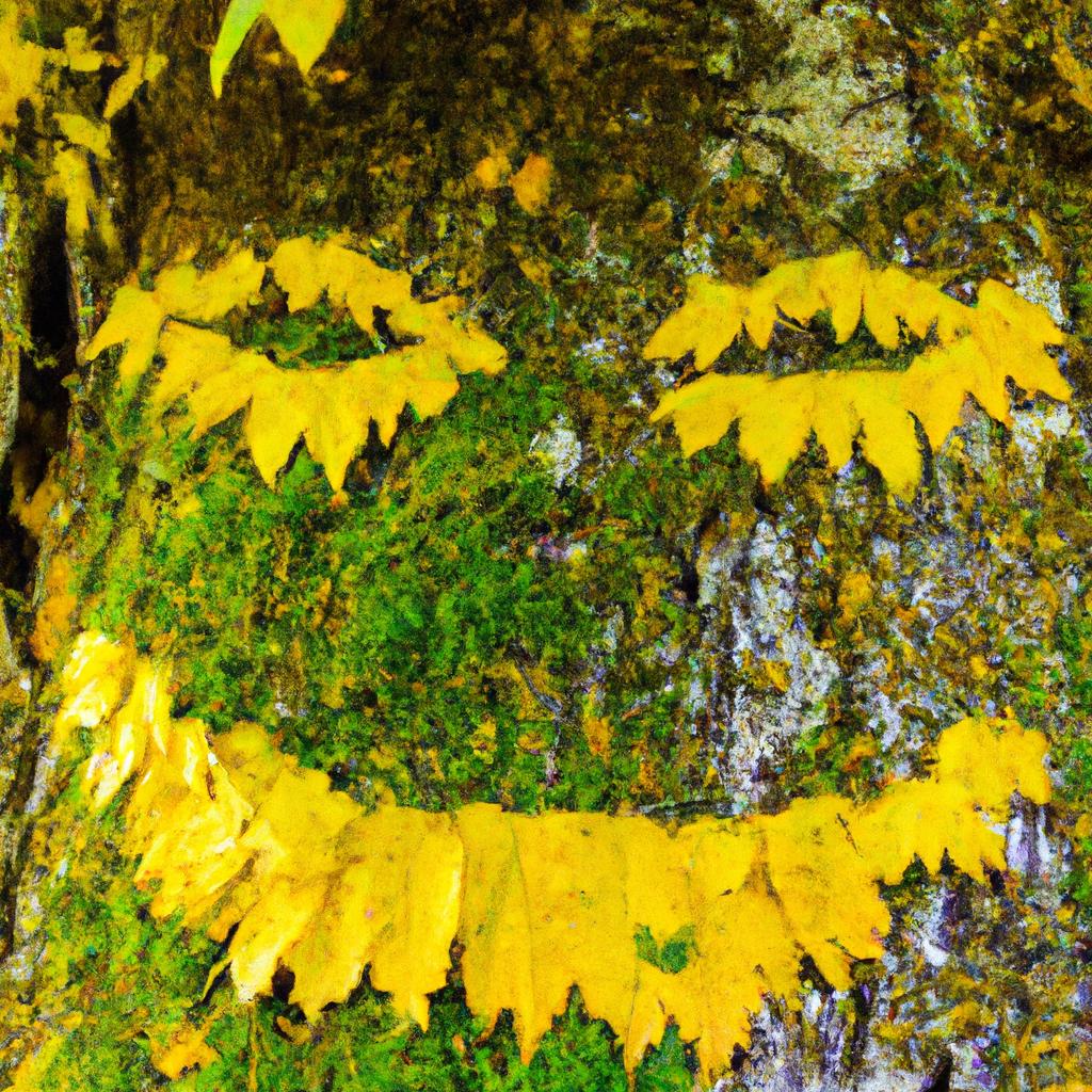 Close-up of a smiley face made of leaves on a tree in Oregon