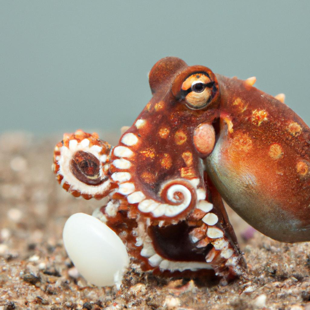 This adorable coconut octopus is showing off its latest treasure