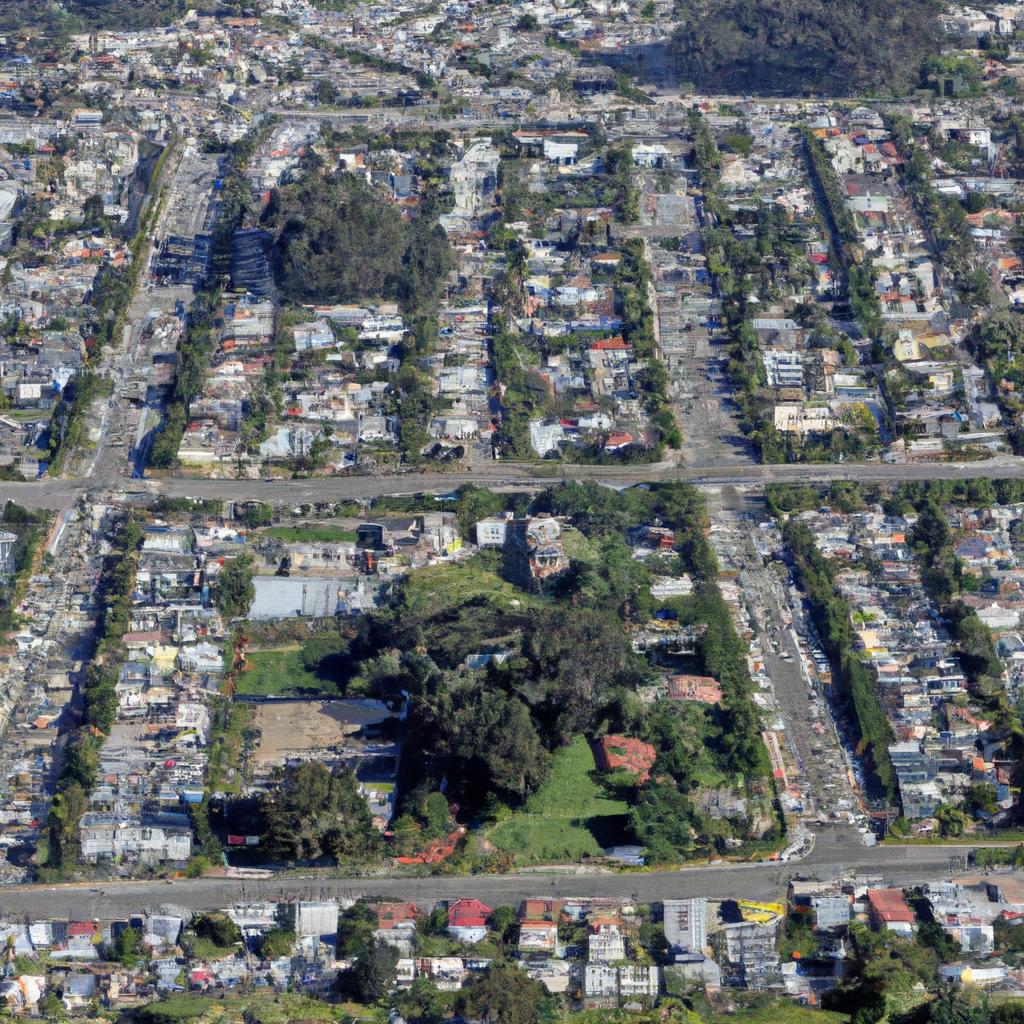 Aerial view of Colma's residential area