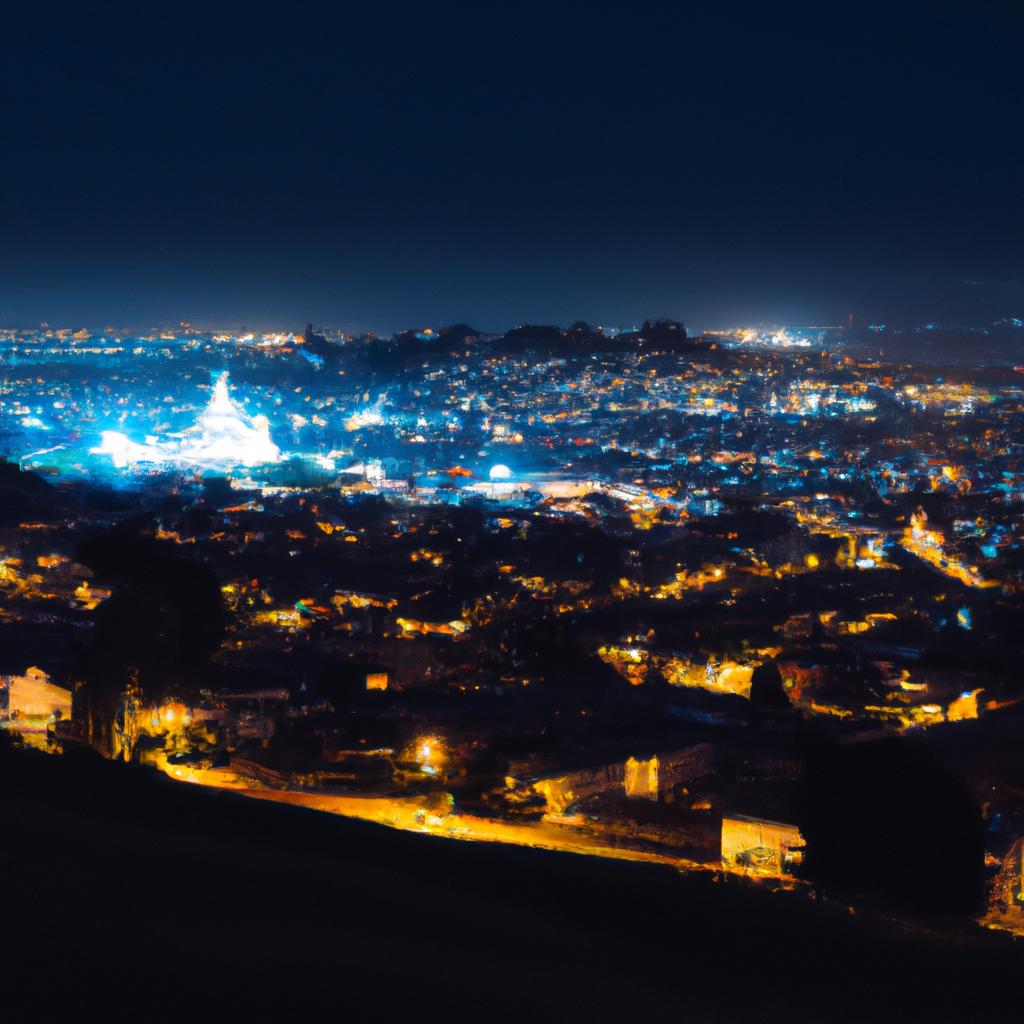 Colma's skyline at night