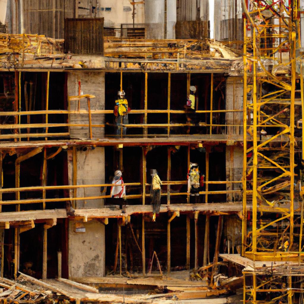 Construction workers work diligently to bring the Piano Building to life.