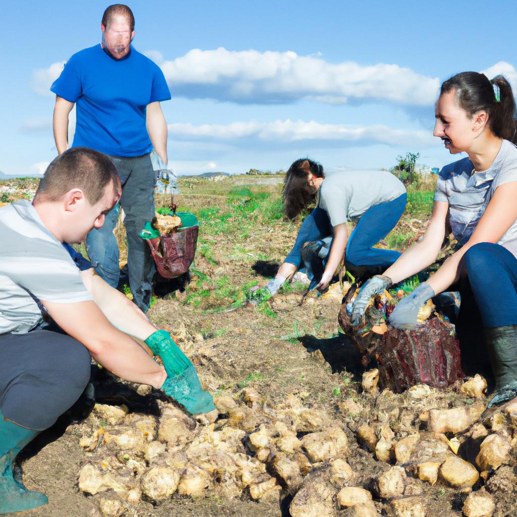 Harvesting potatoes from the rows in Copenhagen