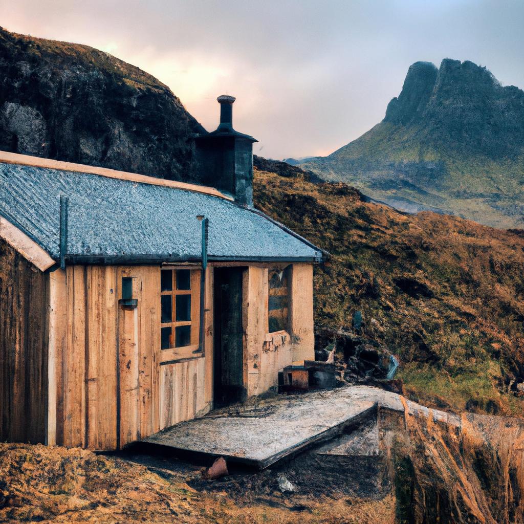 Relaxing in front of a warm fire at a charming cabin near The Storr.