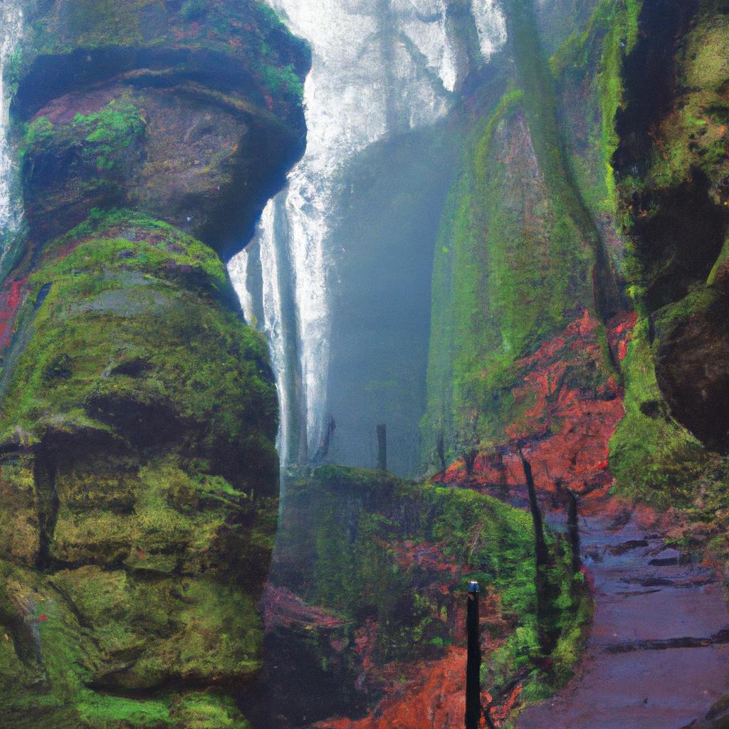 Devils Pulpit Scotland has an eerie and mysterious atmosphere on misty mornings