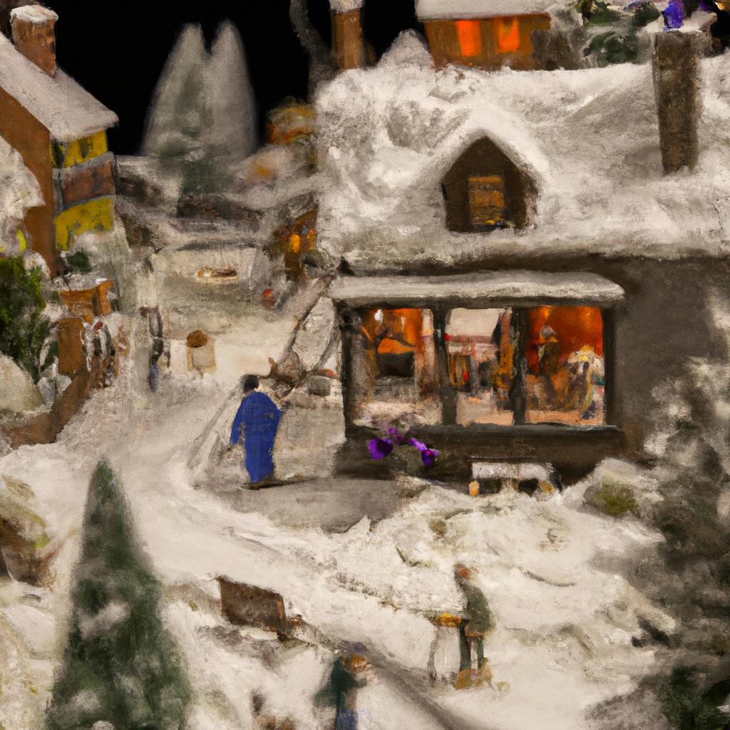 The doll village is ready for the holidays.