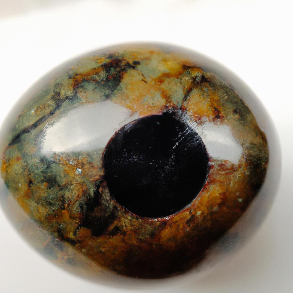 A close-up of Dragon's Eye Stone extracted from the mine in Lancashire, UK, revealing its intricate patterns and unique color.