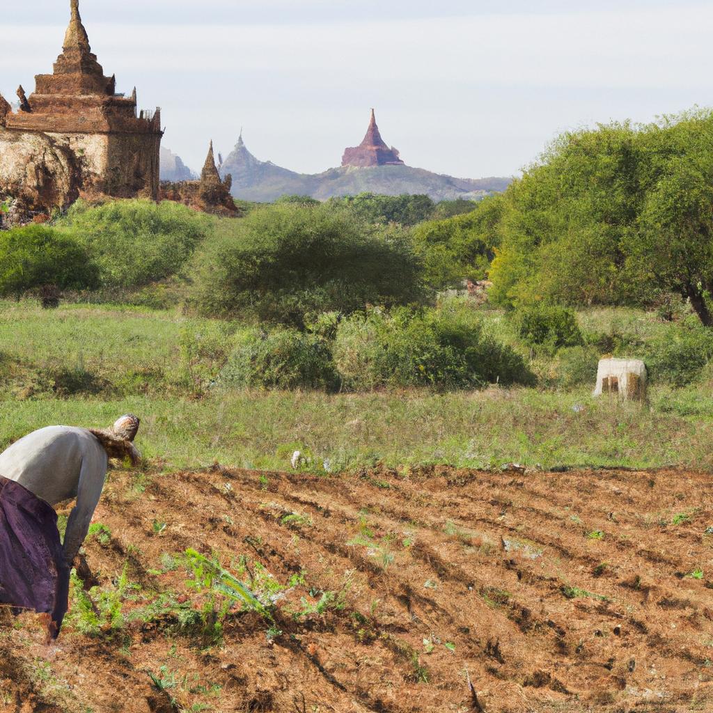 Agriculture is an important part of the local economy in Bagan, with many farmers growing crops in the shadow of the ancient temples