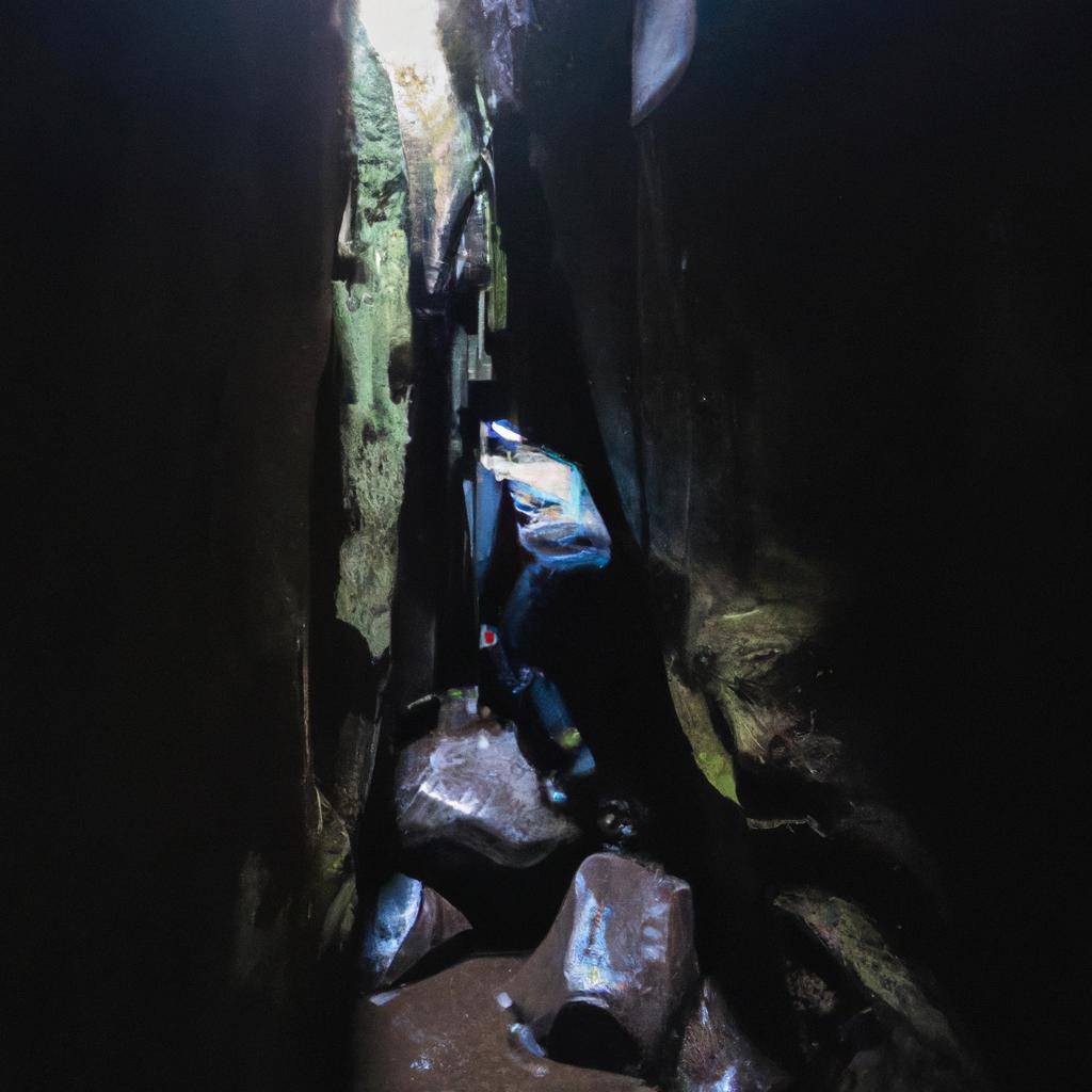 Exploring the Giant Crystal Cave requires navigating through tight and winding passages