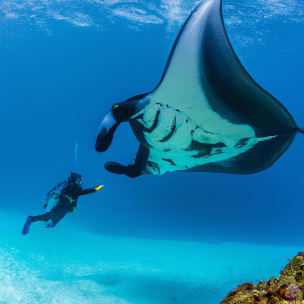 The Great Barrier Reef is one of the few places in the world where you can see giant manta rays up close.