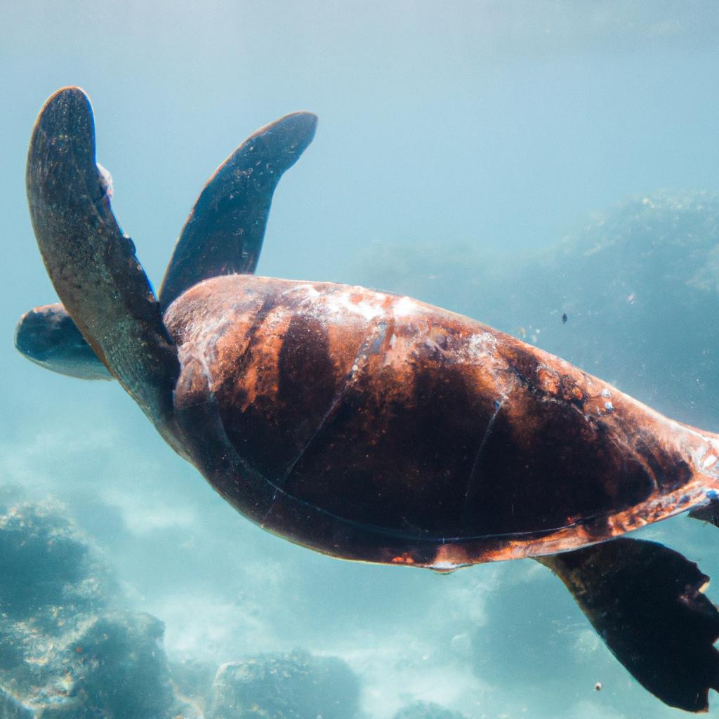 The crystal-clear waters of the Great Barrier Reef provide a perfect habitat for sea turtles.