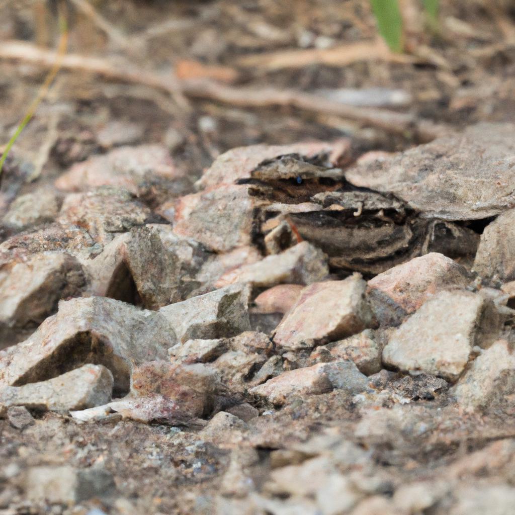 The great eared nightjar blending in with its rocky surroundings.