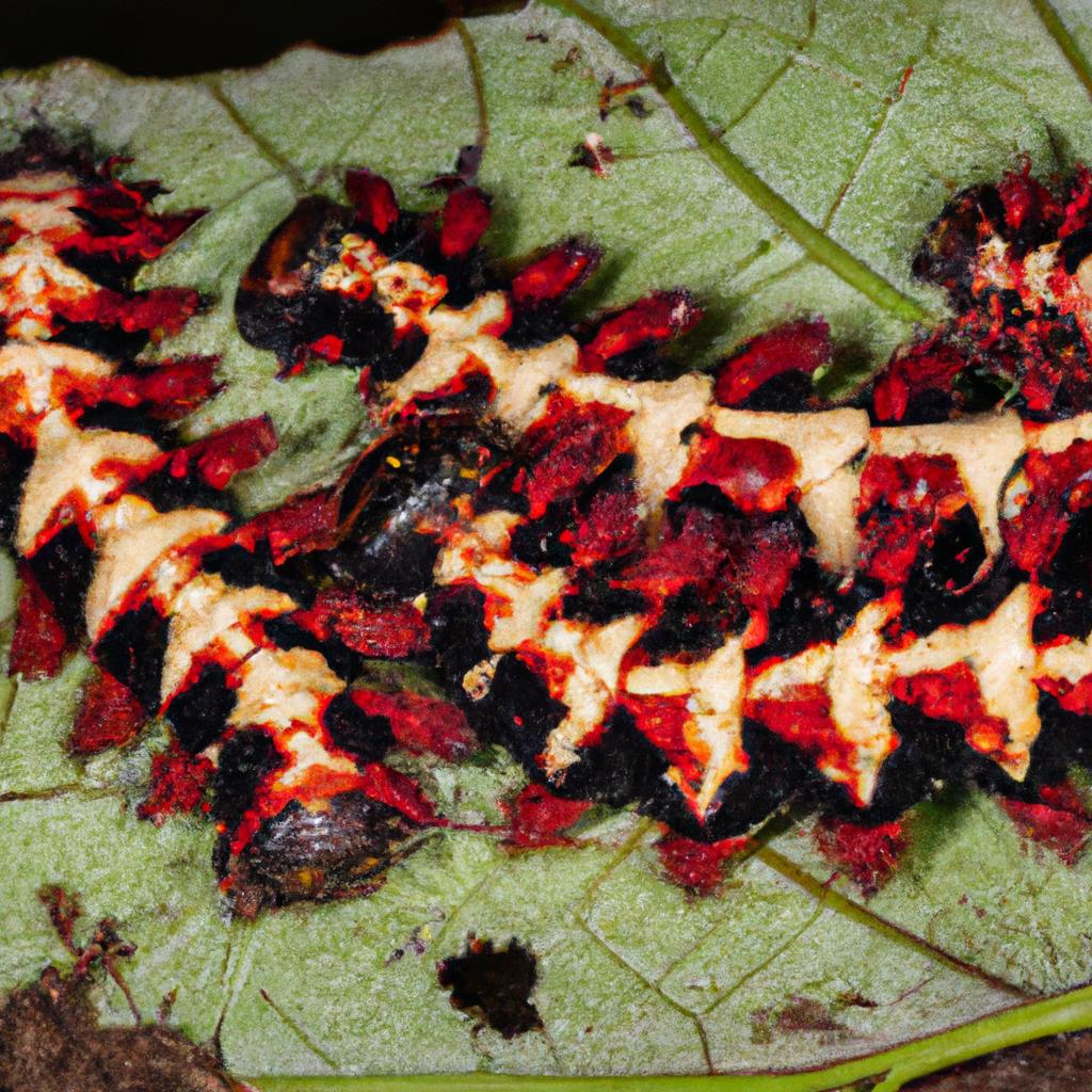 Saturniidae moth caterpillars often feed in groups, consuming large amounts of leaves in a short amount of time