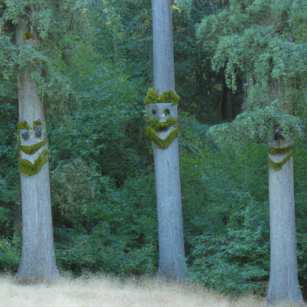 Aerial view of trees forming a smiley face in Oregon