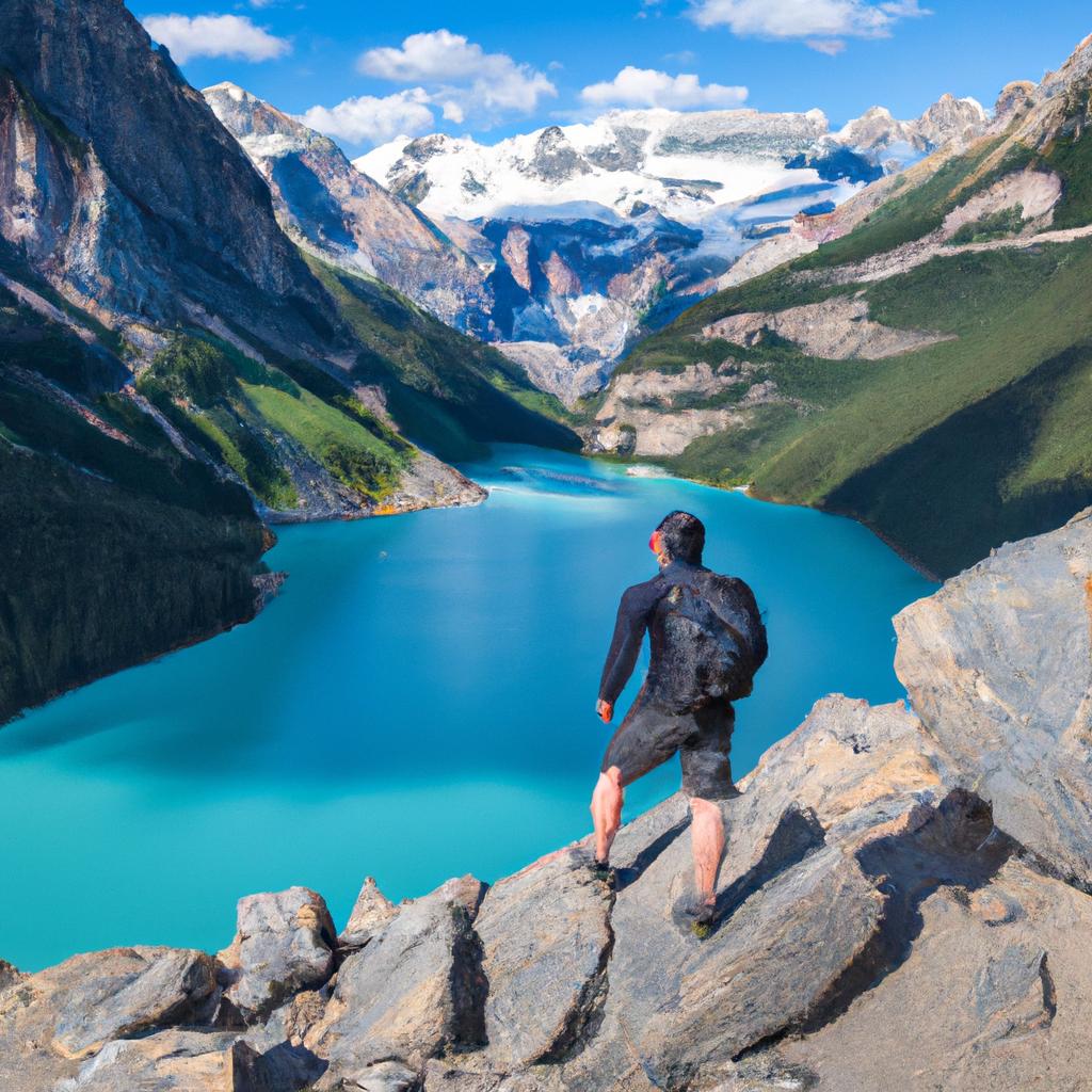 Hiking trails around Lake Louise offer breathtaking views of the lake and surrounding mountains