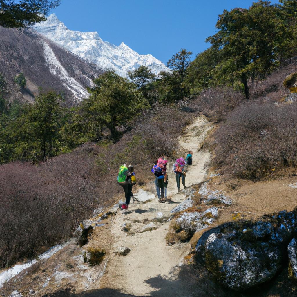 Hikers trekking through the scenic Gangtey Valley trail