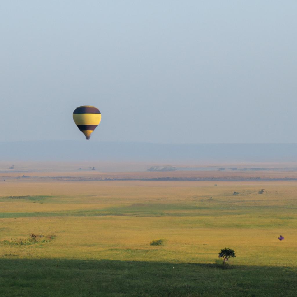A hot air balloon ride offering a stunning aerial view of the Serengeti National Park