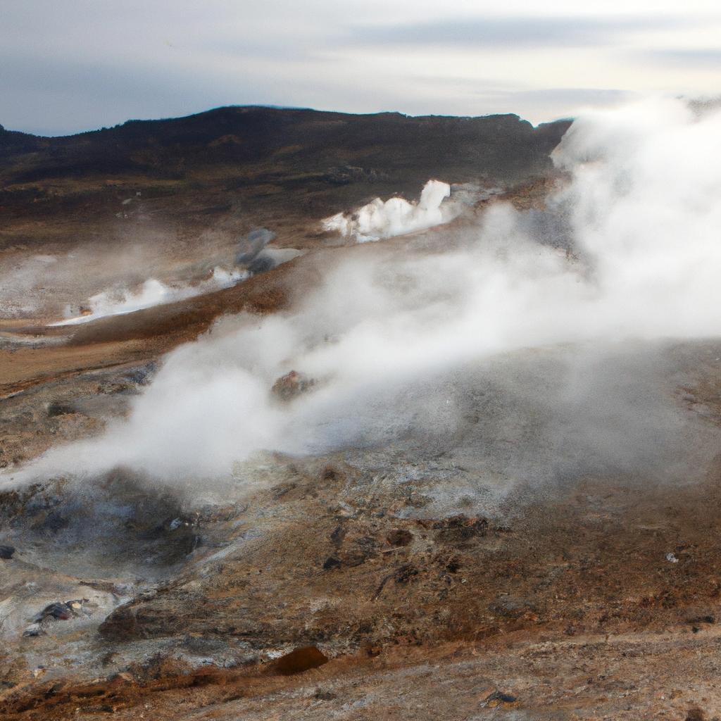 Steam rises from Iceland's geothermal area, the source of the perpetual shower