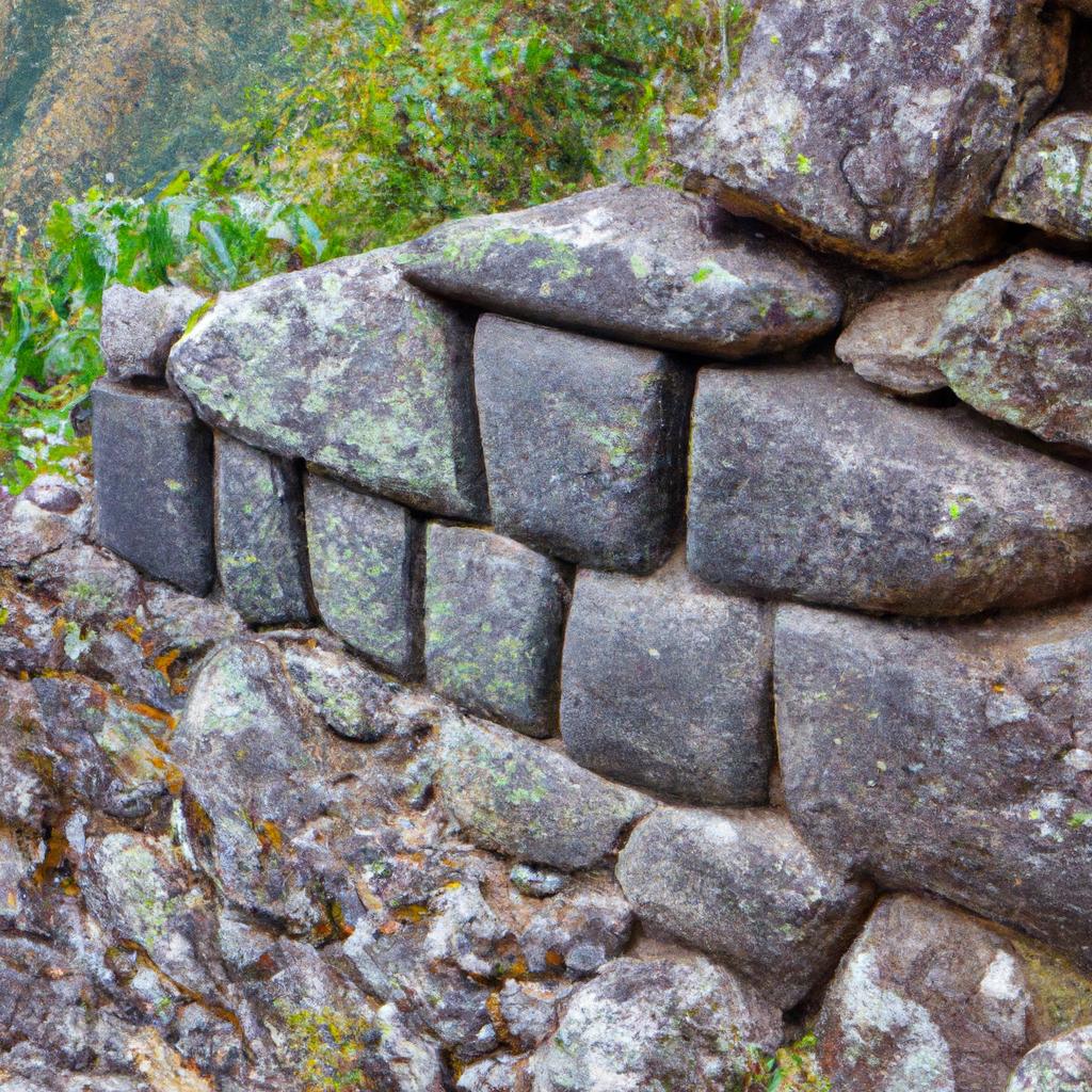 A close-up view of the intricate stonework along The Inca Trail, Peru.