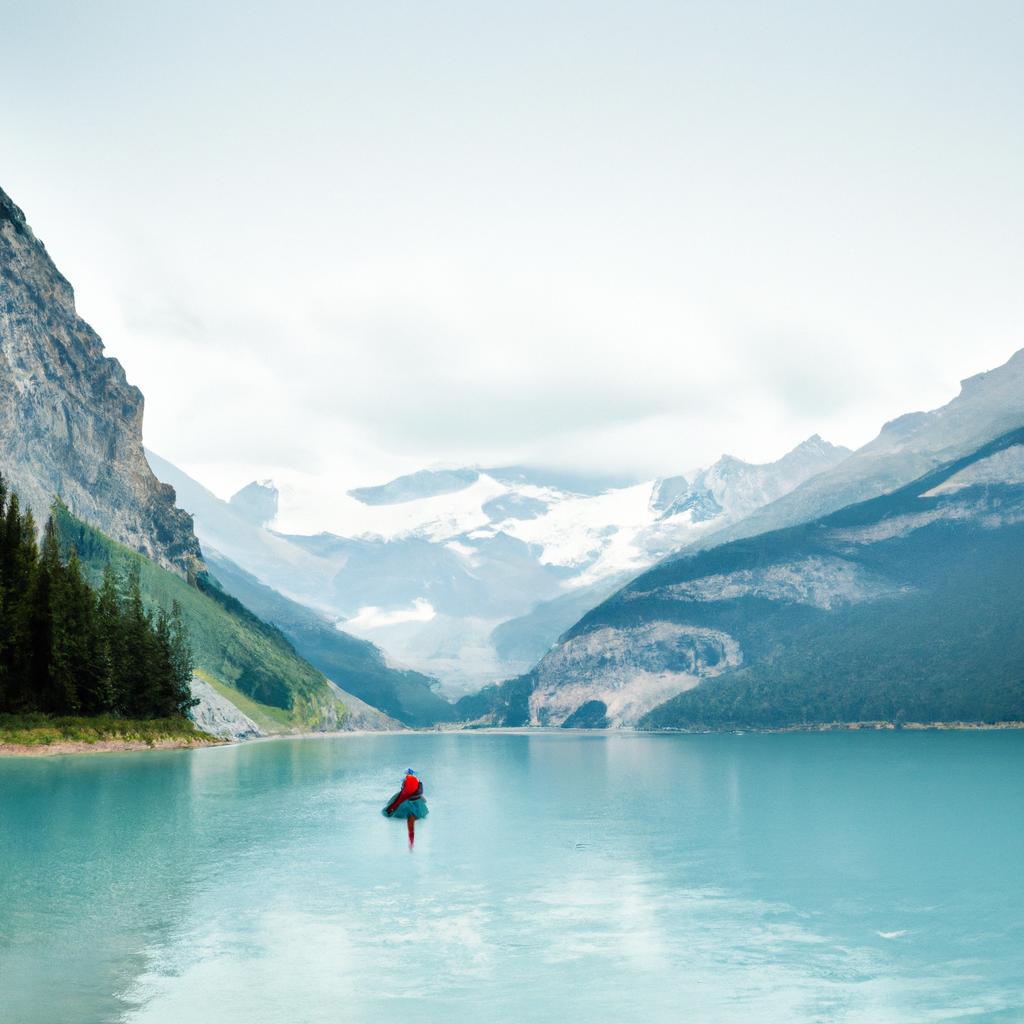 Kayaking on Lake Louise is a popular summer activity for visitors