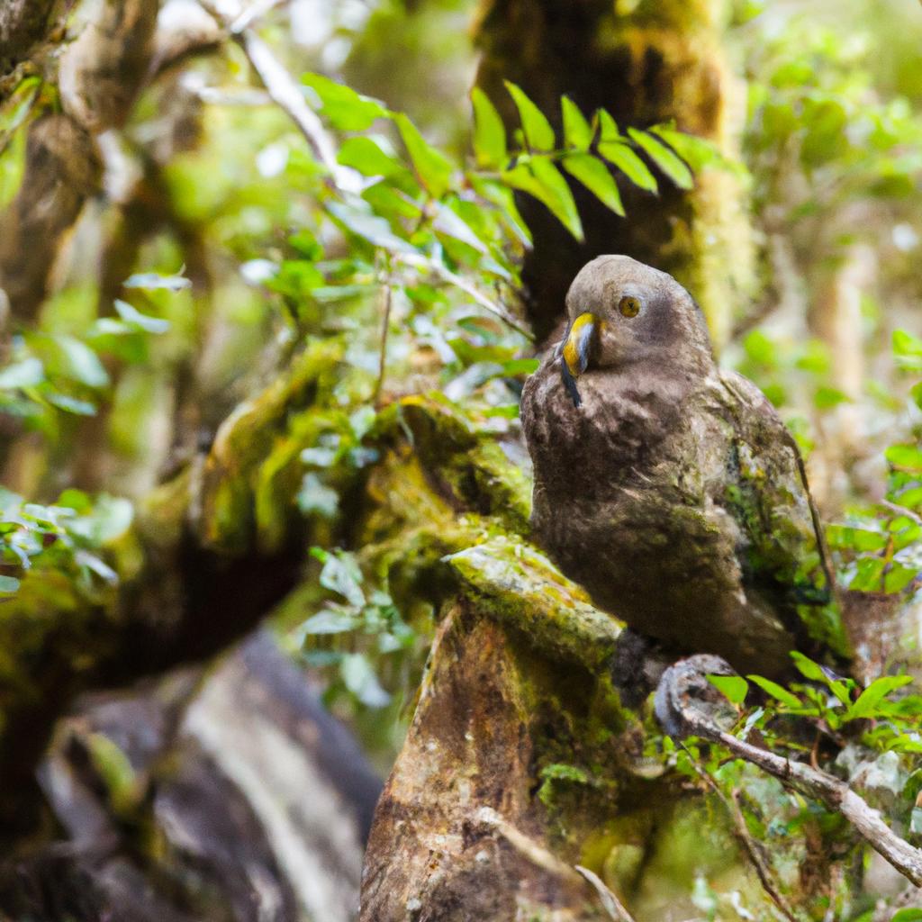 The Kea bird is a curious and friendly inhabitant of the Milford Track