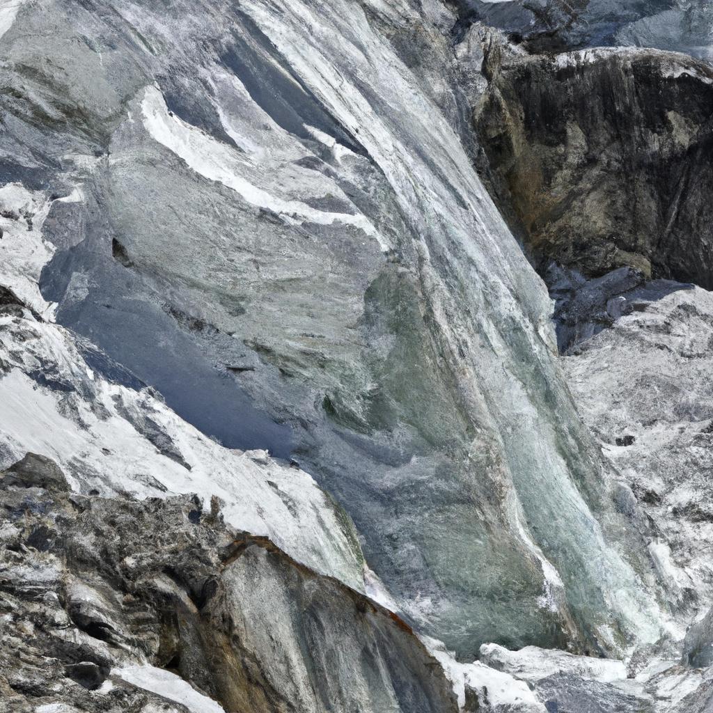 The treacherous Khumbu Icefall on the way to Mount Everest