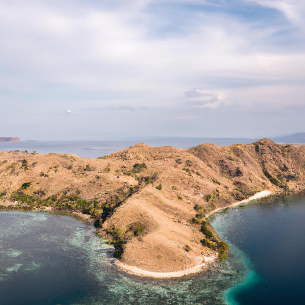 The lush green hills and turquoise waters surrounding Komodo Island create a stunning landscape.