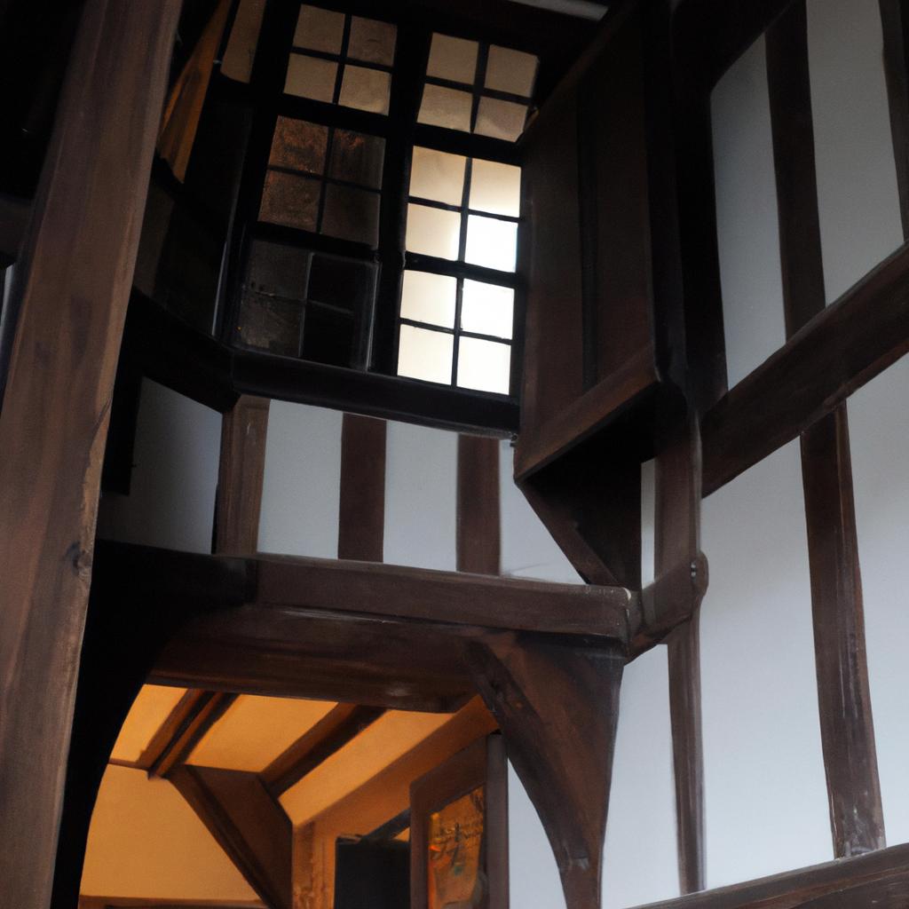 Take a peek inside Lavenham Crooked House to see its fascinating architecture.