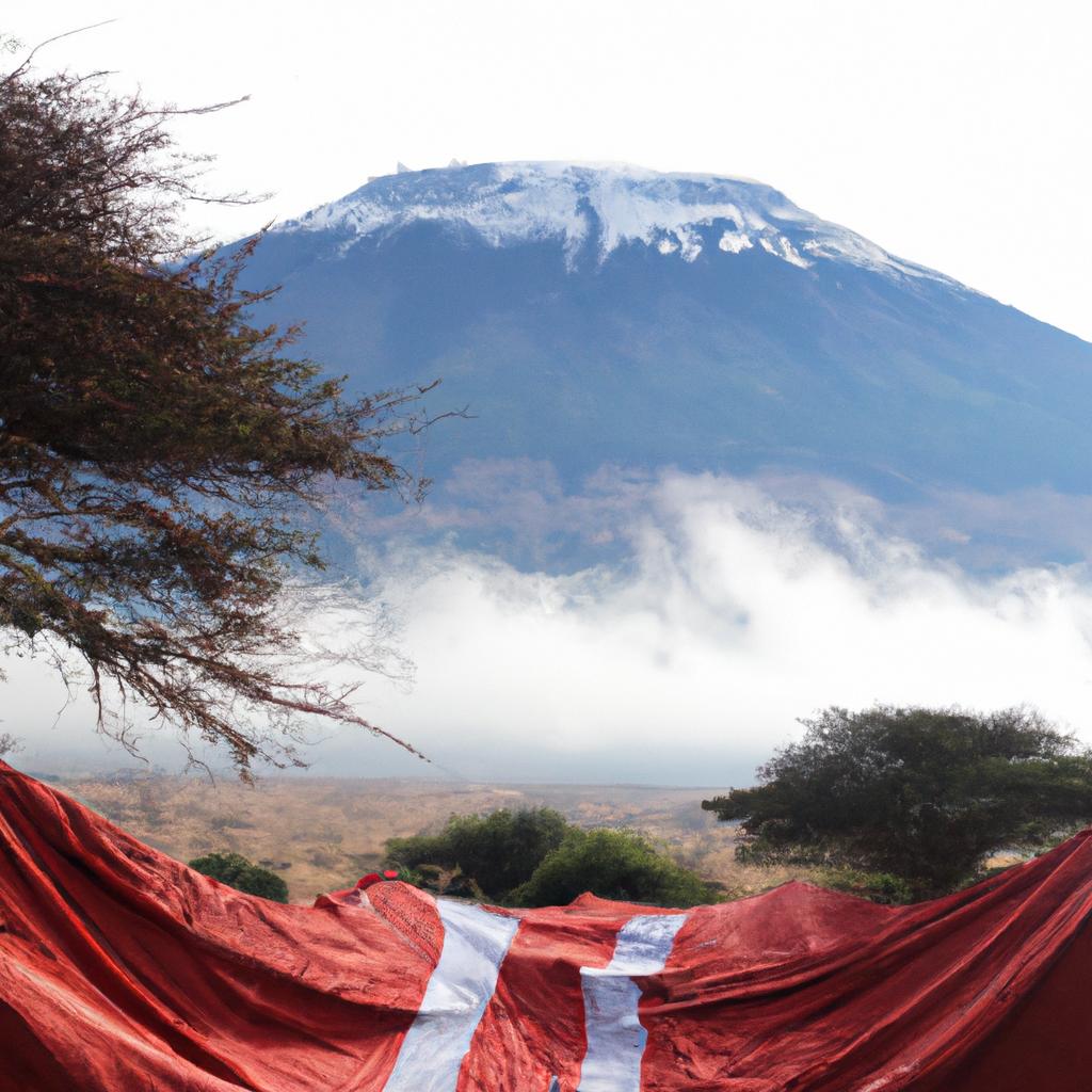Maasai warriors paying homage to the sacred Mount Kilimanjaro, a symbol of their culture