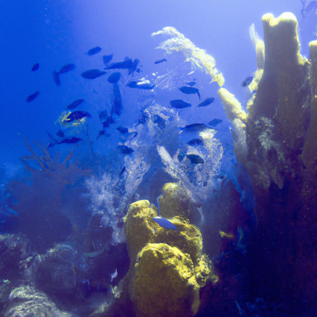 A close-up shot of a nurse shark swimming in The Blue Hole, Belize