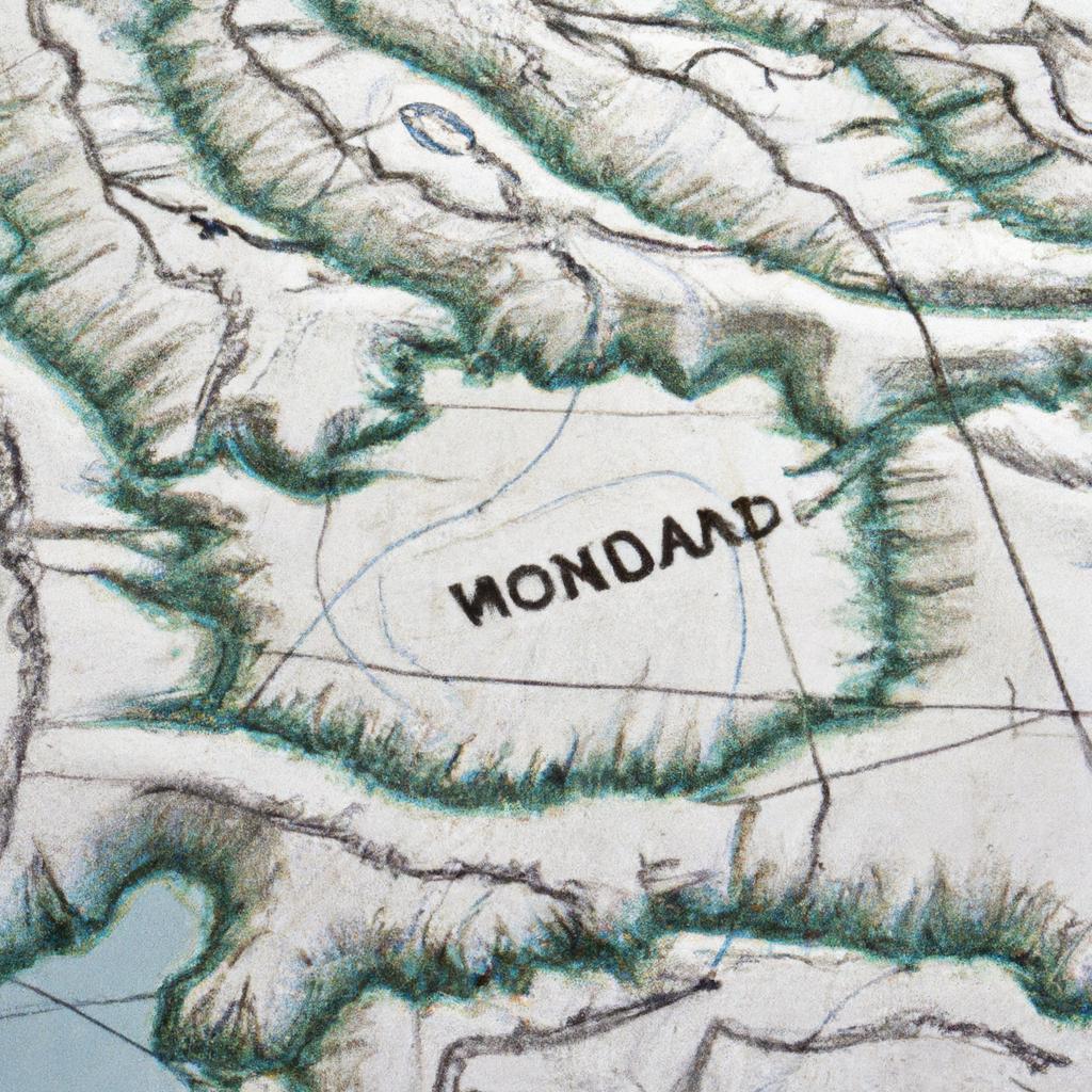 Studying the intricate details of a topographical map of Montana Badlands