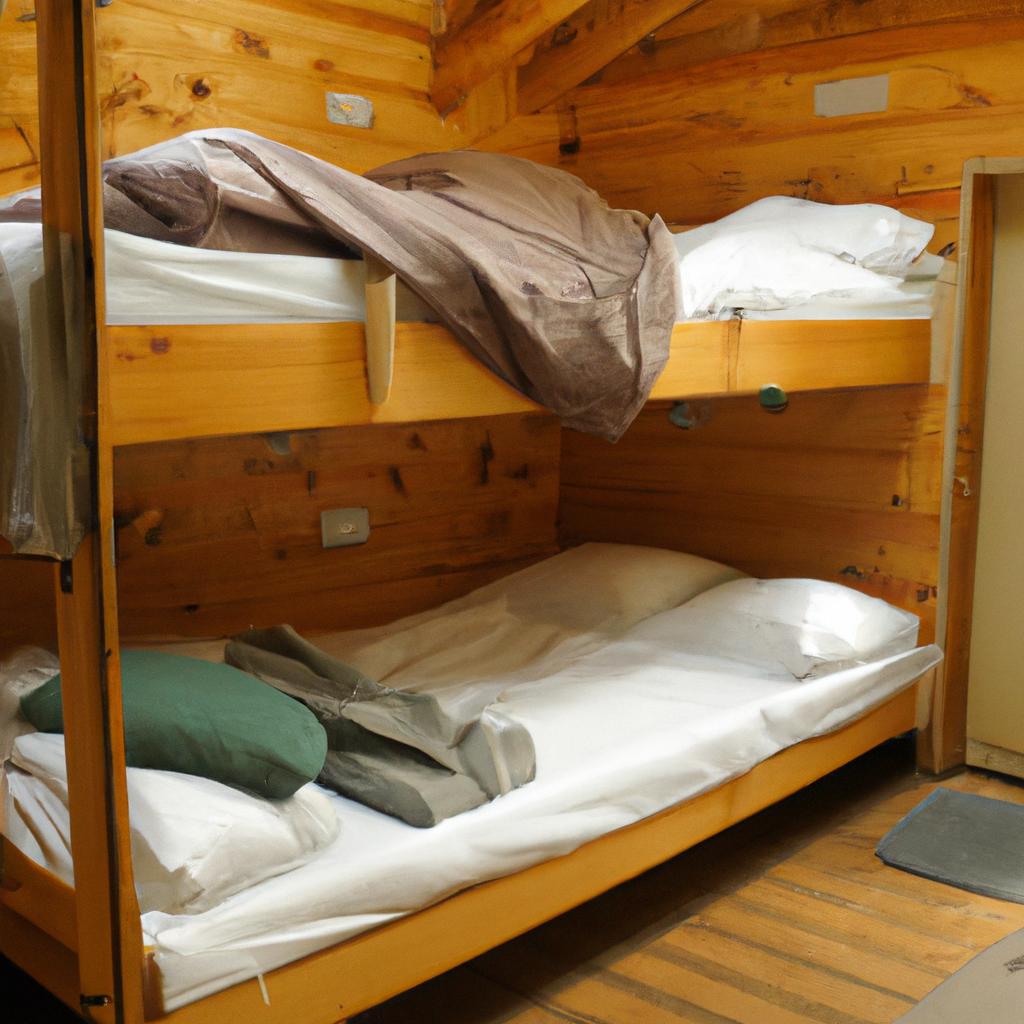The Monte Cristallo refuge of the Alpini offers cozy and comfortable accommodations such as this bedroom with bunk beds, perfect for a good night's rest after a long day of hiking.