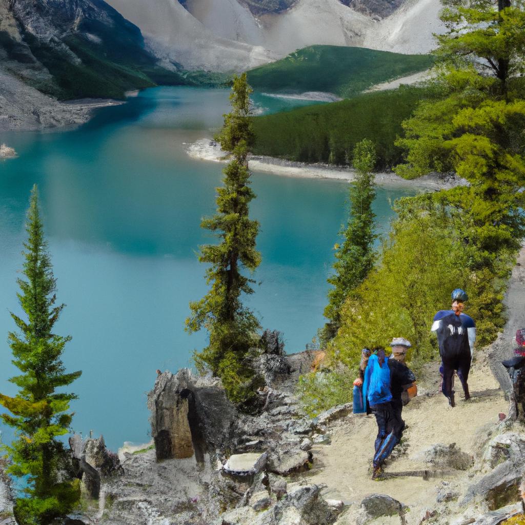 Hiking is a great way to explore the surrounding landscape of Moraine Lake