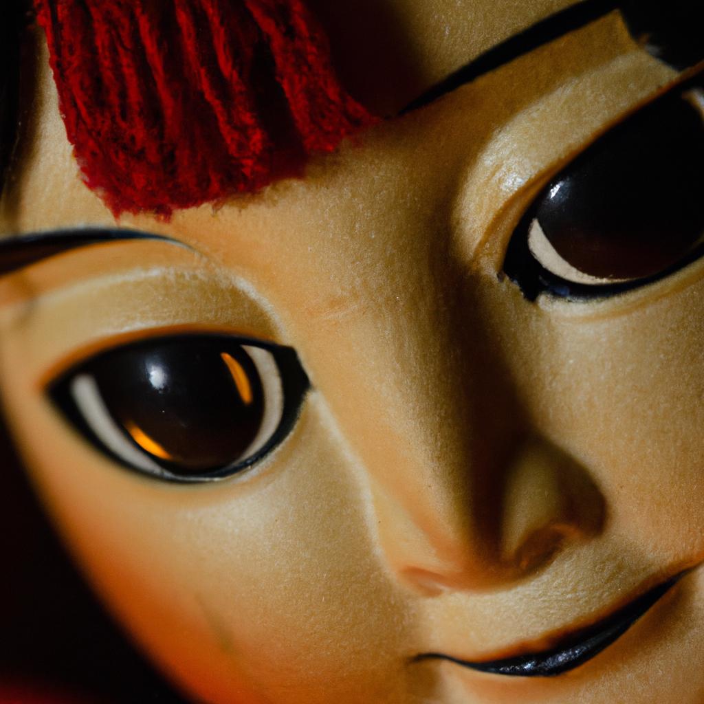 Intricate details in the expression of a Nagoro doll's face