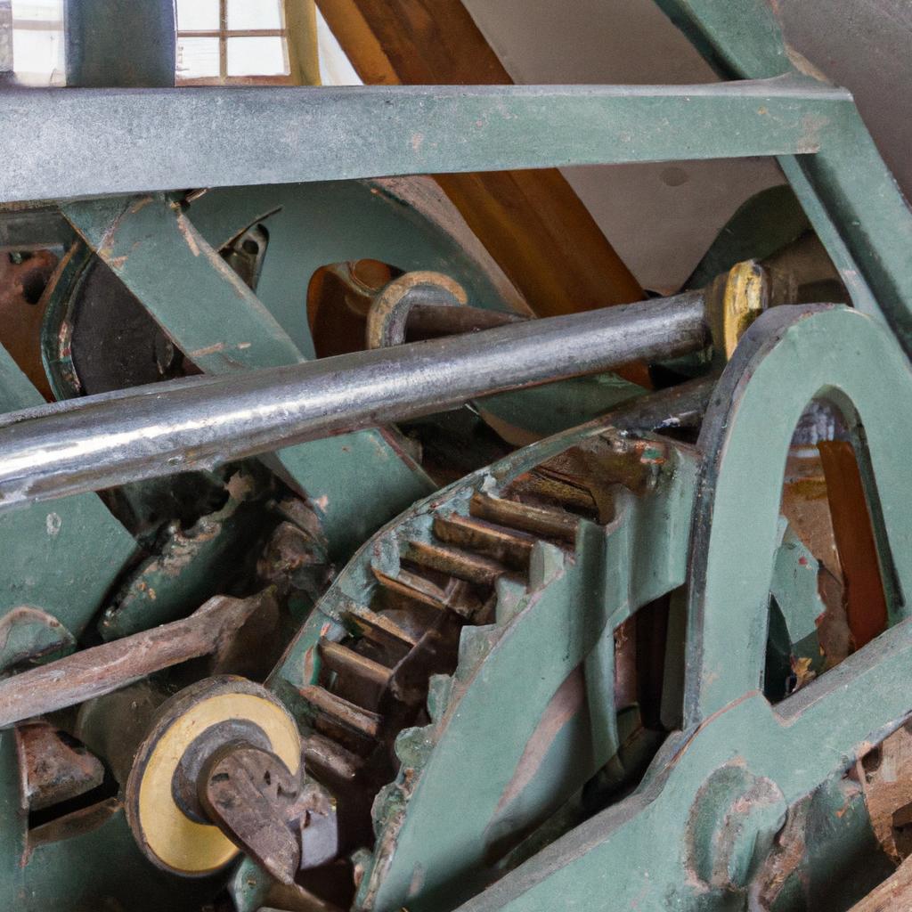 The intricate machinery of the old mill in Colorado
