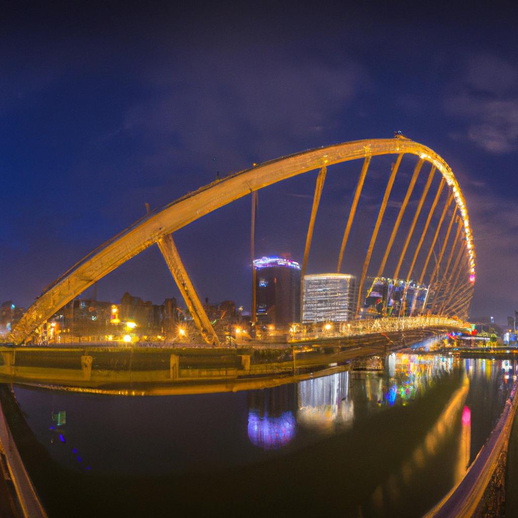 Panoramic view of Moon Bridge Taipei.