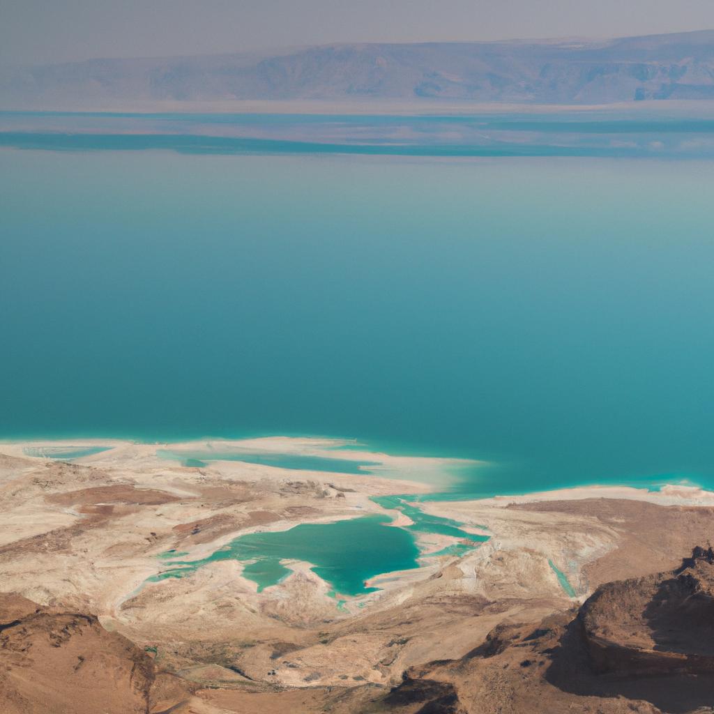The vast and impressive expanse of the Dead Sea, stretching out to the horizon.