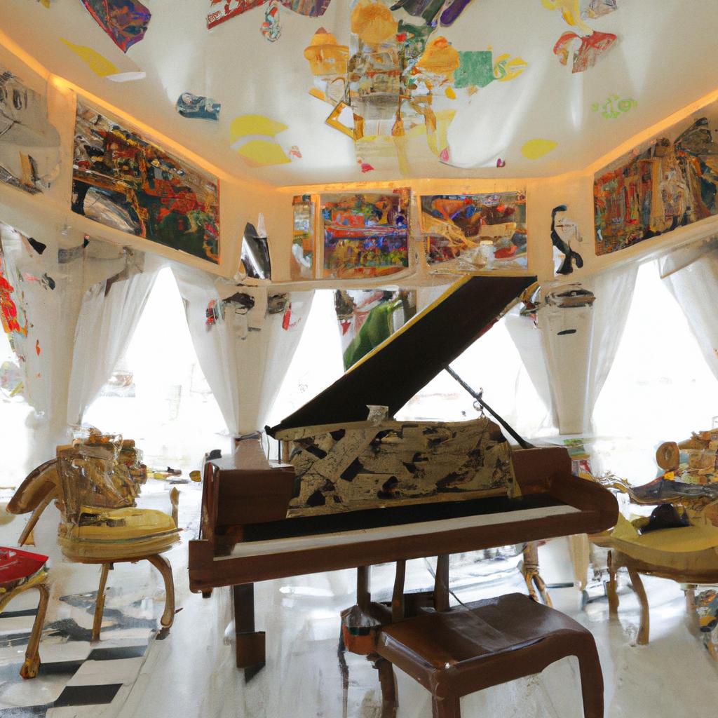 One of the many themed rooms in the Piano House China, featuring a unique and colorful design