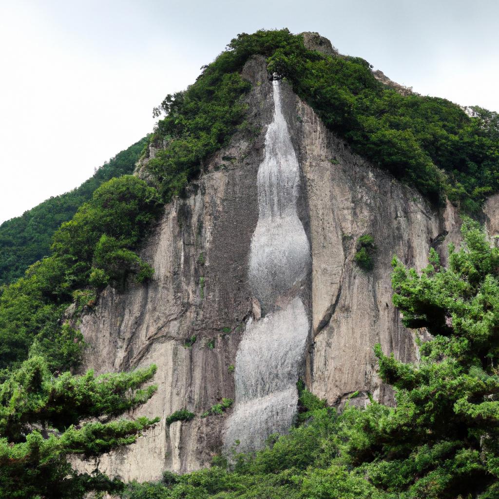 Upward Flow: A rare natural phenomenon on the mountain that creates a waterfall flowing upwards.