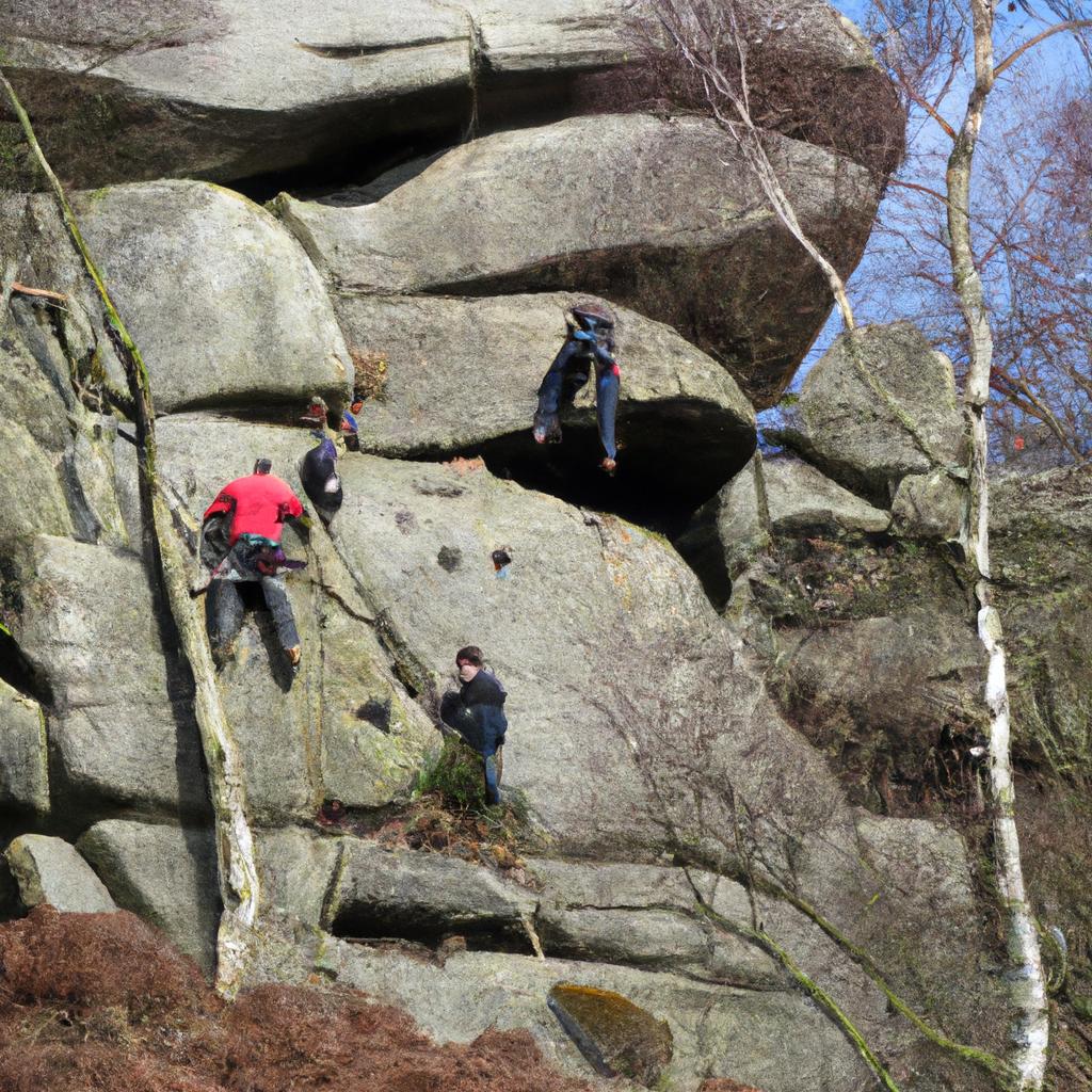 Rock climbing is a popular activity at Brimham Rocks