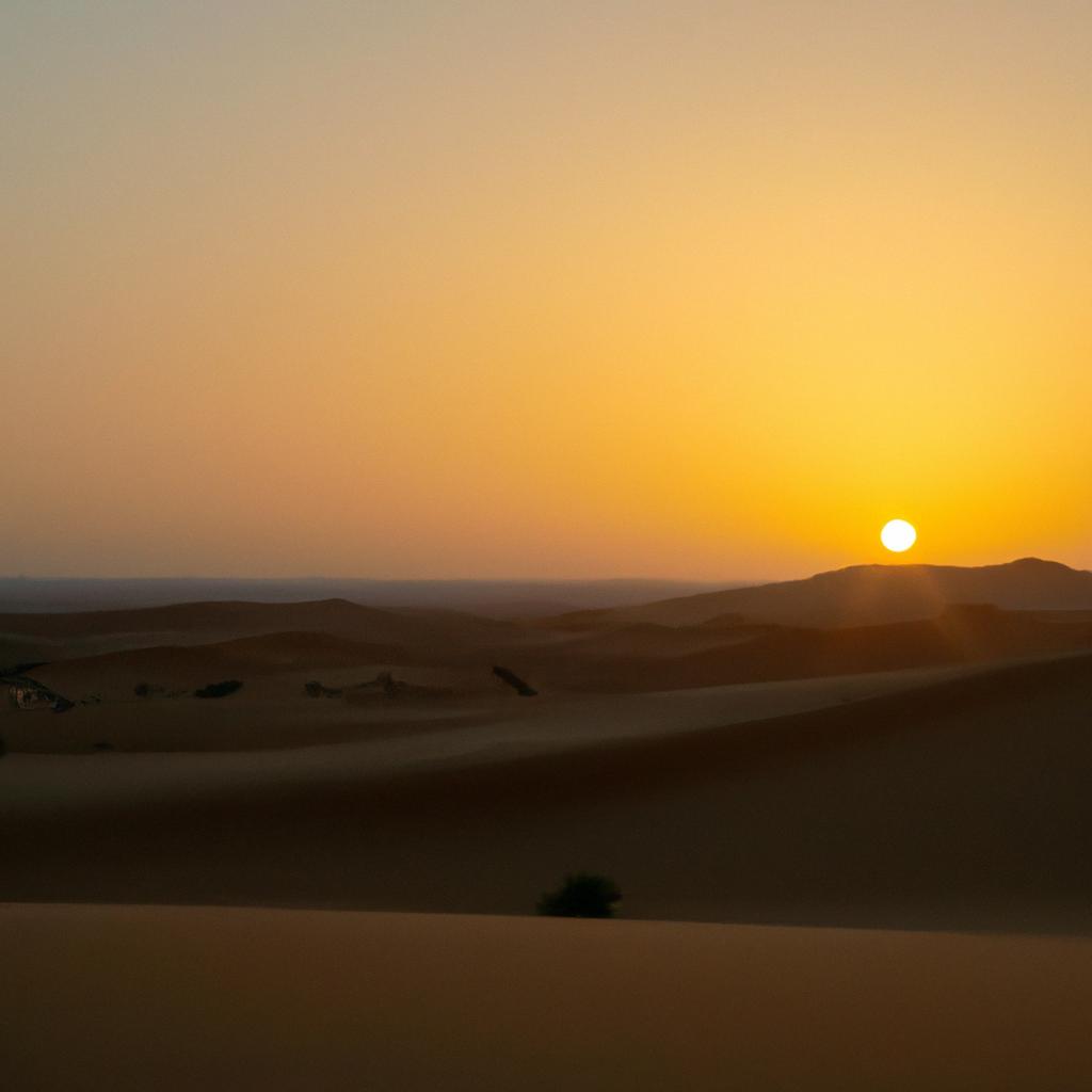 The colors of the sky at sunset create an unforgettable experience in Sahara El Beyda