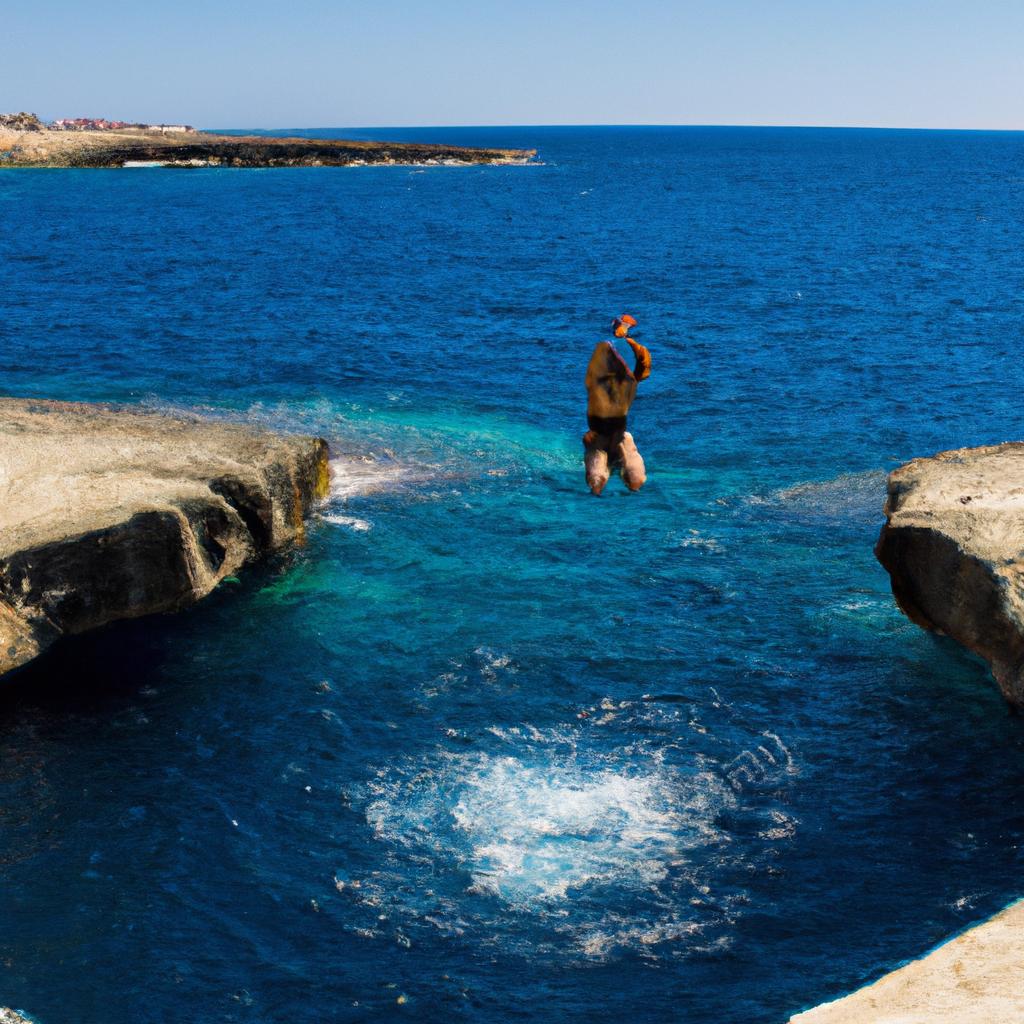 Experience the thrill of cliff jumping at Saint Peter's Pool