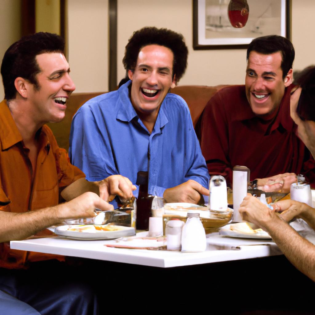 Seinfeld and friends having a great time at the diner.